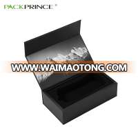 Black Custom Rigid Cardboard Magnet Closure Jewelry Packaging Book Shaped Magnetic Flap Gift Box