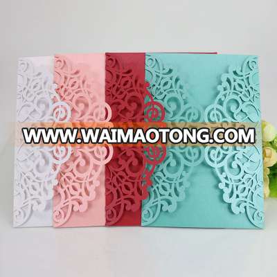 India Luxury floral gate laser cut wedding invitation card with ribbon